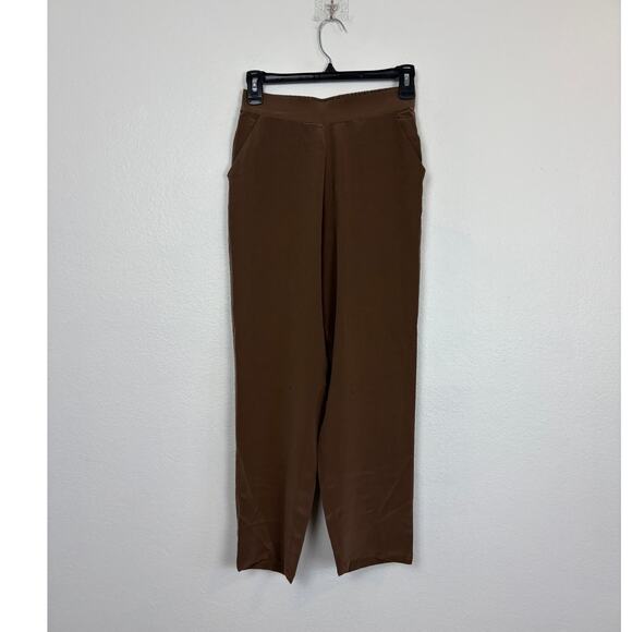 NWT Grana Chinese Silk Flat Front Pants in Mocha Brown XS - Picture 2 of 6